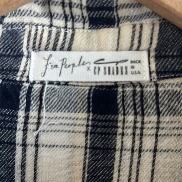 Free People X CP Shades Plaid Front Button Contrasting 100% Cotton Gauzy Top S - Picture 3 of 6